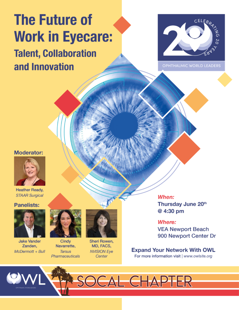 Join us our OWL SoCal Chapter Program at Octane's OTF on Thursday, June 20, 2024 | 4:30-5:30 PM PDT "The Future of Work in Eyecare: Talent, Collaboration and Innovation"; then at 5:30 PM PDT Enjoy a Networking Reception with attendees of Octane's OTF | Location: VEA Newport Beach (Monaco Room), 200 Newport Center Drive (Register now to attend!)